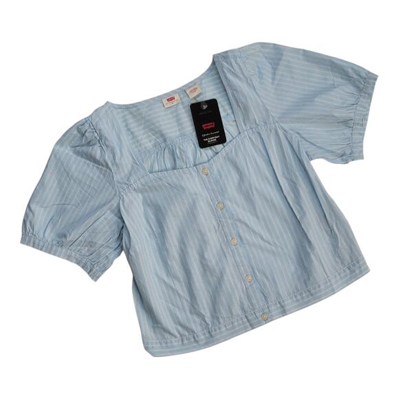 Levi's The Everyday Blouse Standard Fit Stripe Short Sleeve Women's Medium NWT - Picture 4 of 11